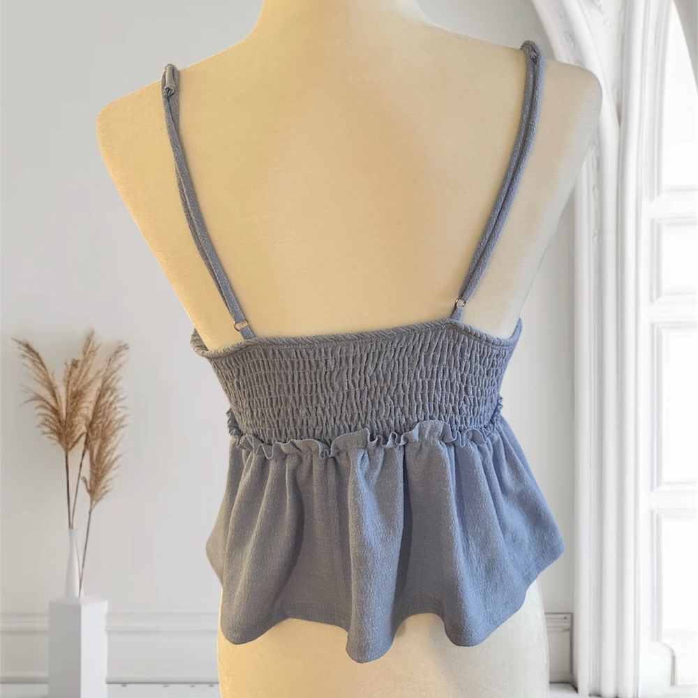 Lulus NWOT* Light Blue Eyelet Peplum Top - Picture 6 of 9